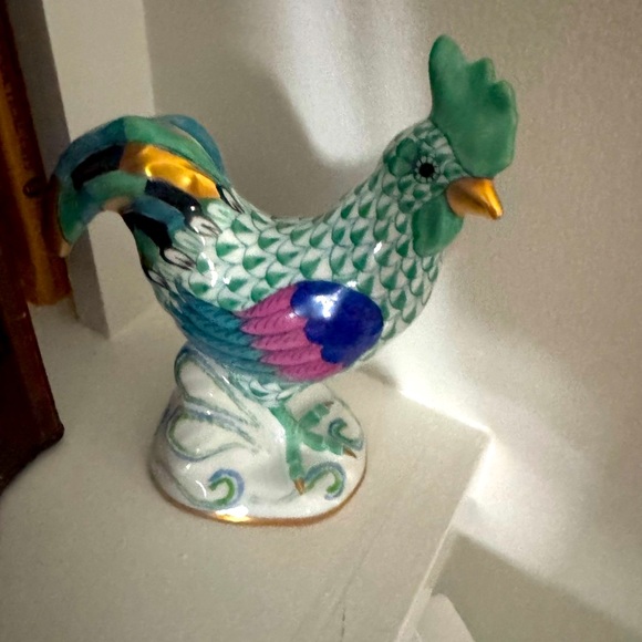 Herend Green Fishnet figurine hand painted Rooster - Picture 8 of 9